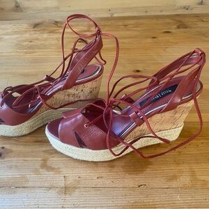 White House Black Market Saffron Wedge Sandals